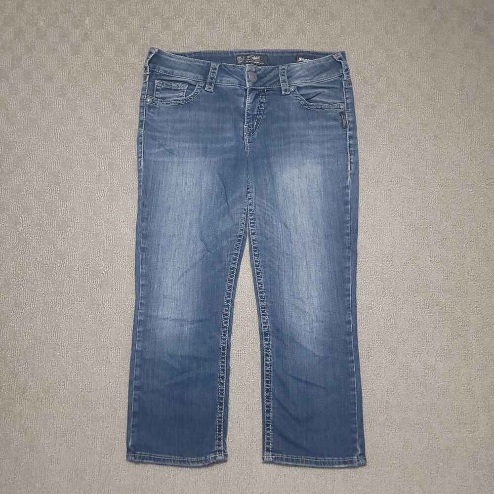 Silver Jeans Co. Suki Mid Capri Jeans Women's W31 L22.5 Blue Stretch Denim